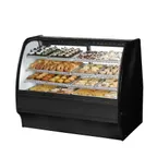 image of True TGM-DC-59-SC/SC-S-S 59" Curved Glass Solid Colored End Dry Bakery Merchandiser