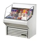 image of True THAC-36-LD 36" Horizontal Air Curtain Merchandiser in White, Self Contained, 3 Shelves
