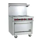image of Therma-Tek TMD36-6-1 36" Gas Restaurant Range w/ (6) Open Burners, (1) Standard Oven, 210.000 BTU