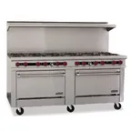image of Therma-Tek TMD72-12-1-0 72" Gas Restaurant Range w/ (12) Open Burners, (1) Standard Oven, (1) Cabinet Base, 390.000 BTU