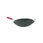 image of Thunder Group IRWC007 Wok, 16" Dia., 2 Riveted Round Handles, 1 With Wood