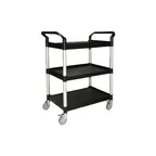 image of Thunder Group PLBC4019B 3 Tier Black Plastic Utility Cart with Handles