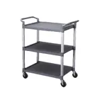 image of Thunder Group PLBC4019G 3 Tier Gray Plastic Utility Cart with Handles