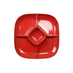 image of Thunder Group PS1515RD Chip & Dip Platter, 15", 5-Compartment, Square, Passion Red
