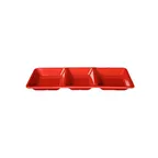 image of Thunder Group PS5103RD Compartment Plate, 3-Wells, 28 Oz., 15" X 6-1/4" X 1-3/8", Passion Red