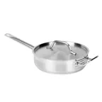 image of Thunder Group SLSAP030 Induction Saute Pan, 3 Quart With Cover, Welded Handle With Helper Handle