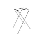 image of Thunder Group SLTS001 Folding Tray Stand – Chrome Finish, Silver Frame, Height, Two Black Nylon Straps, Food Service