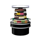 image of Turbo Air TIOM-48RRB-N 48" Island Display Self-Serve Refrigerated Merchandiser in Black, 3 Shelves