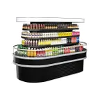 image of Turbo Air TIOM-48RSRB-N 48" Island Display Self-Serve Refrigerated Merchandiser in Black, Open Curved, 3 Shelves, 28.8 cu. ft.