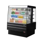 image of Turbo Air TIOM-48SB-N 51" Island Display Square Refrigerated Merchandiser in Black, Self-Serve, (3+3) 6 Shelves, 17.6 cu. ft.
