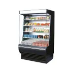 image of Turbo Air TOM-48DXB-N 48" Vertical Extra Deep Open Air Merchandiser in Black, Self-Contained, 4 Shelves