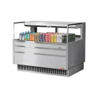 image of Turbo Air TOM-48L-UFD-S-1S-N 46" Horizontal Open Air Merchandiser, Stainless Steel, Self-Contained, Deck Only, w/ Rear Doors, 6.3 cu. ft.