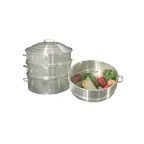 image of Town 34412S Chinese Steamer Set – 12” Dia, 7/8” Perforations, Aluminum, 2 Steamers, Pan & Cover – Set