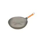 image of Town 34733/DZ Wok Pan, 11-1/2" Diameter Flat Bottom, Bamboo Handle, Steel Construction - Dozen
