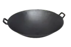 image of Town 34815 15" Cantonese Cast Iron Wok Pan, 2-Handle Commercial Cookware