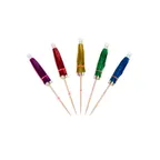 image of Town 51800 Cocktail Parasol, 4" Foil, Wooden Stem, Assorted Colors - 1/Box