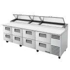 image of True TPP-AT-119D-8-HC 119"  Refrigerated Pizza Prep Table w/ 8 Drawers, (15) 1/3 Pans