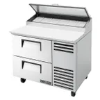 image of True TPP-AT-44D-2-HC 44" Refrigerated Pizza Prep Table w/ 2 Drawers, (6) 1/3 Pans