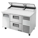 image of True TPP-AT-60D-2-HC 60" Refrigerated Pizza Prep Table w/ 1 Door & 2 Drawers, (8) 1/3 Pans