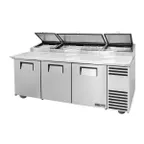 image of True TPP-AT2-93-HC 93" Refrigerated Pizza Prep Table w/ 3 Doors, (12) 1/3 Pans
