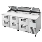 image of True TPP-AT2-93D-6-HC 93" Refrigerated Pizza Prep Table w/ 6 Drawers, (12) 1/3 Pans