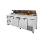 image of Turbo Air TPR-93SD-D2-N 93" Refrigerated Pizza Prep Table w/ 3 Doors, 12 Condiment Pans