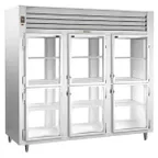 image of Traulsen AHT332WPUT-HHG 86" 3-Section Pass-Thru Refrigerator w/ 12 Half Glass Doors, Top Mount, 84.4 cu. ft.