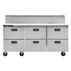 image of Traulsen C Series CLPT-7220-DW 72" Sandwich / Salad Prep Table w/ 6 Drawers, 20 pans