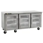 image of Traulsen C Series CLUC-72R-GD-RRR 72" 3 Glass Door Undercounter Refrigerator, 18.8 cu. ft.