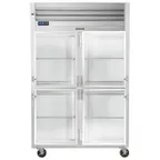 image of Traulsen G21001 52" 2-Section Reach-In Refrigerator w/ 4 Glass Half-Doors (hinged right/left), Top Mount, 46.5 cu. ft.