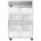 image of Traulsen G21003 52" 2-Section Reach-In Refrigerator w/ 4 Glass Half-Doors (hinged left/left), Top Mount, 46.5 cu. ft.