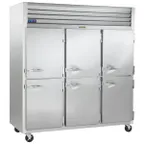 image of Traulsen G30002-032 76" 3-Section Reach-In Refrigerator w/ 6 Solid Half-Doors (hinged right/right/right), 69 cu. ft.