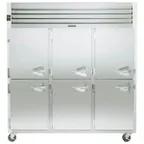 image of Traulsen G30003 76" 3-Section Reach-In Refrigerator w/ 6 Solid Half-Doors (hinged left/left/left), 69 cu. ft.