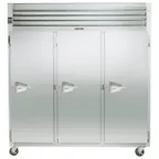 image of Traulsen G30012 76" Three Section Reach-In Refrigerator w/ 3 Solid Doors (hinged right/right/right), Top Mount, 69.3 cu. ft.