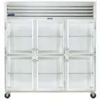 image of Traulsen G32000-032 76" 3-Section Reach-In Refrigerator w/ 6 Glass Half-Doors (hinged left/right/right), 70 cu. ft.