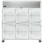 image of Traulsen G32003-032 76" 3-Section Reach-In Refrigerator w/ 6 Glass Half-Doors (hinged left/left/left), 70 cu. ft.