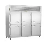 image of Traulsen RHT332NUT-HHS 76" 3-Section Reach-In Refrigerator w/ 6 Solid Half-Doors, Top Mount, 69.35 cu. ft.