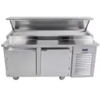 image of Traulsen TB065SL2S 65" 2-Section Refrigerated Pizza Prep Table w/ 2 Doors, (18) 1/6 Pans