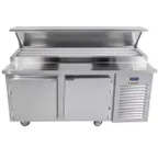 image of Traulsen TB071SL3S 71" 2-Section Refrigerated Pizza Prep Table w/ 2 Doors, (30) 1/6 Pans