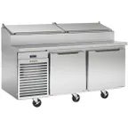 image of Traulsen TS066HT 66" 2-Section Refrigerated Pizza Prep Table w/ 2 Doors, (9) 1/3 Pans