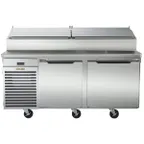 image of Traulsen TS072HT 72" 2-Section Refrigerated Pizza Prep Table w/ 2 Doors, (10) 1/3 Pans