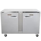 image of Traulsen ULT48-LR-SB 48" 2-Door Undercounter Freezer, Stainless Steel Exterior, Front Breathing, 13.5 cu. ft.