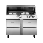 image of Traulsen UPT7230-DD 72" Two Section Sandwich Salad Prep Table w/ 4 Drawers, 30 Pans, Stainless Steel, Roll-Top Lid