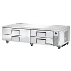 image of True TRCB-82-HC 82" 4 Drawers Refrigerated Chef Base, (10) 12" x 20" Pan Capacity