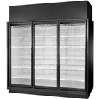 image of True TRM3L-YY-BLK-WHT-1BLKRRR-4 96" 3-Door Freezer Retail Merchandiser, Black Exterior, 116.2 cu. ft.