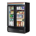 image of True GDM-14RF-HC-LD 30" 2-Section Glass Door Radius Front Merchandiser in Black, LED Lighting