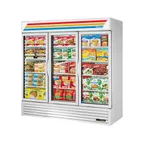 image of True GDM-72F-LTF-HC~TSL01 78" 3‑Section Glass Door Freezer, White, 12 Shelves, R290, 2.75 HP, UL EPH