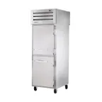 image of True STG1RPT-2HS-2HS-HC 1-Section Pass-Thru Refrigerator w/ Front 2 Solid & Rear 2 Solid Half Doors, Stainless Steel Front-Aluminum Sides