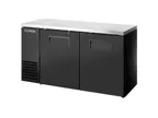 image of True TBB24-60-2S-Z1-SFT-B-1 60" 2-Section Bar Cooler, Black Steel, 89 12-oz Cans, R290, 115V 1/4 HP