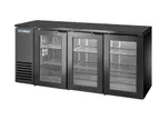 image of True TBB24-72-3G-Z1-BST-B-1 72" Cooler, Black Steel, Glass Doors, 125 12‑oz Cans, R290, ¼ HP 115V